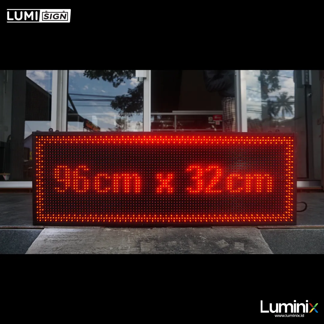 Running text indoor ukuran 96x32 cm