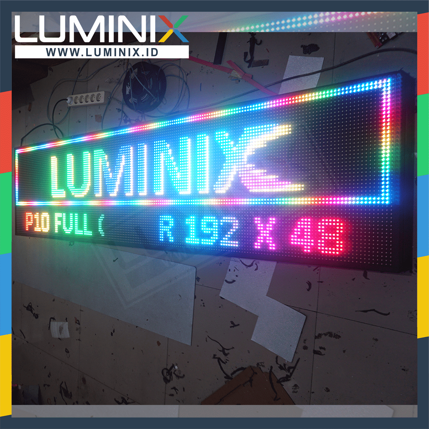 Running Text P10 Rgb Full Color 50x200cm Wifi Outdoor Luminix